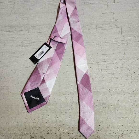 Nwt Murano Mens Pink Plaid Neck Tie Silk Italy Preppy Baby Holiday Church Gift - Picture 6 of 7